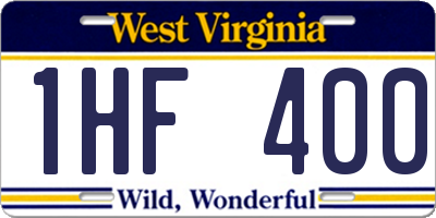 WV license plate 1HF400