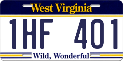 WV license plate 1HF401