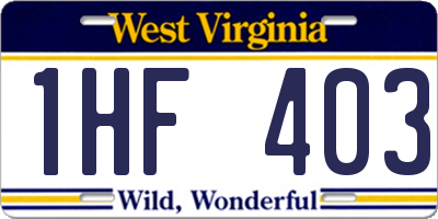 WV license plate 1HF403