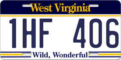 WV license plate 1HF406