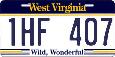 WV license plate 1HF407