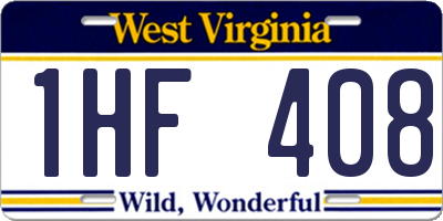 WV license plate 1HF408