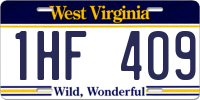 WV license plate 1HF409