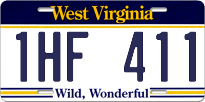 WV license plate 1HF411