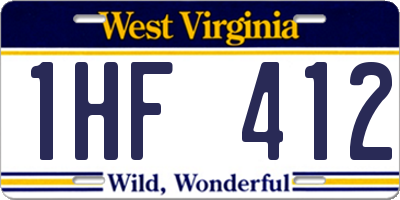 WV license plate 1HF412