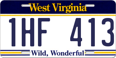 WV license plate 1HF413