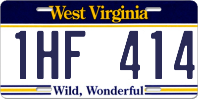 WV license plate 1HF414