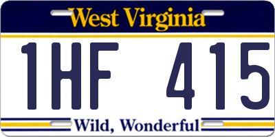 WV license plate 1HF415