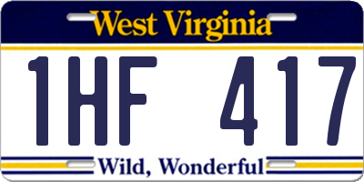 WV license plate 1HF417