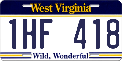 WV license plate 1HF418