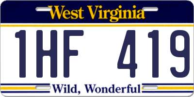 WV license plate 1HF419