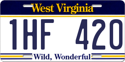 WV license plate 1HF420
