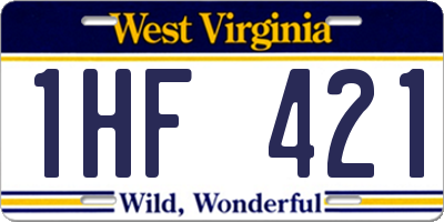 WV license plate 1HF421