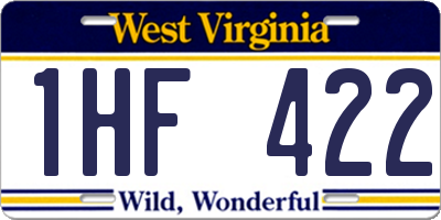WV license plate 1HF422
