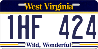 WV license plate 1HF424