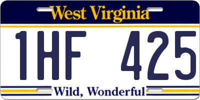 WV license plate 1HF425