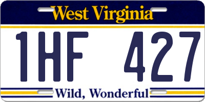 WV license plate 1HF427