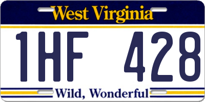WV license plate 1HF428