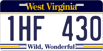 WV license plate 1HF430