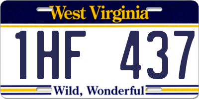 WV license plate 1HF437