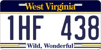 WV license plate 1HF438