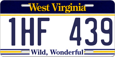 WV license plate 1HF439