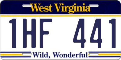 WV license plate 1HF441