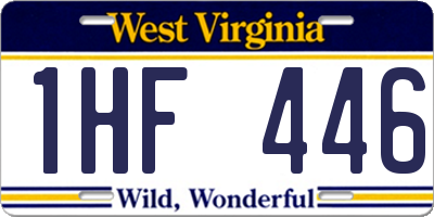 WV license plate 1HF446