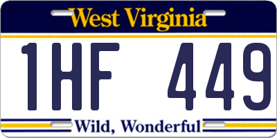 WV license plate 1HF449