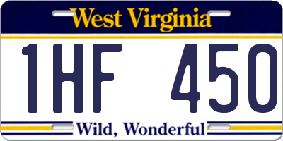 WV license plate 1HF450