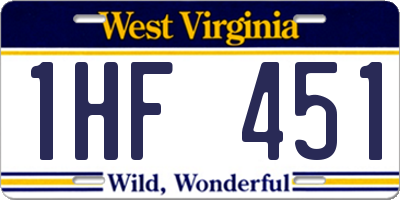 WV license plate 1HF451