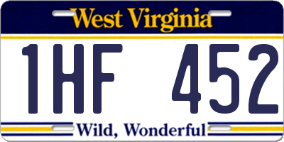 WV license plate 1HF452