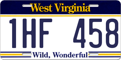 WV license plate 1HF458