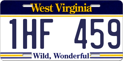 WV license plate 1HF459