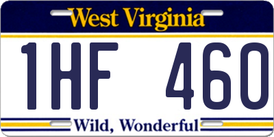 WV license plate 1HF460
