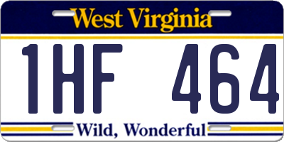WV license plate 1HF464
