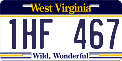 WV license plate 1HF467