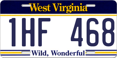 WV license plate 1HF468