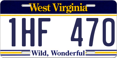 WV license plate 1HF470