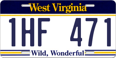 WV license plate 1HF471