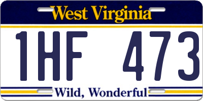 WV license plate 1HF473