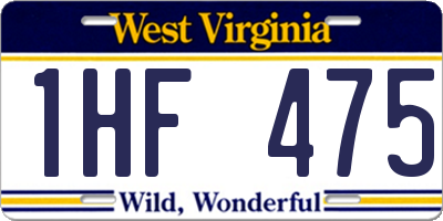 WV license plate 1HF475