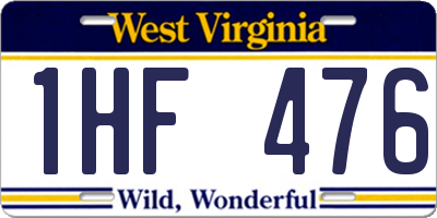 WV license plate 1HF476
