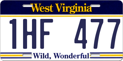 WV license plate 1HF477