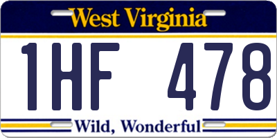 WV license plate 1HF478