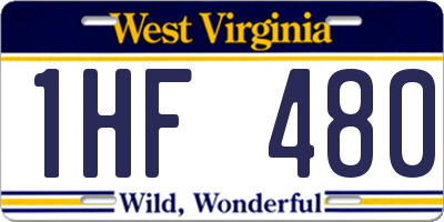 WV license plate 1HF480