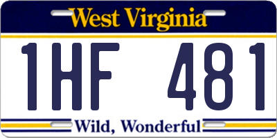 WV license plate 1HF481