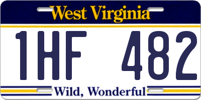 WV license plate 1HF482