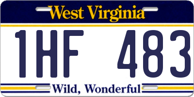 WV license plate 1HF483