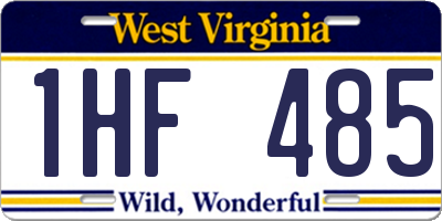 WV license plate 1HF485